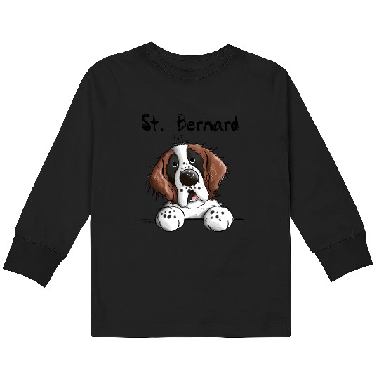 Fluffy St. Bernard - Dog - Dogs - Cartoon - Gift Kids Long Sleeve T Shirts