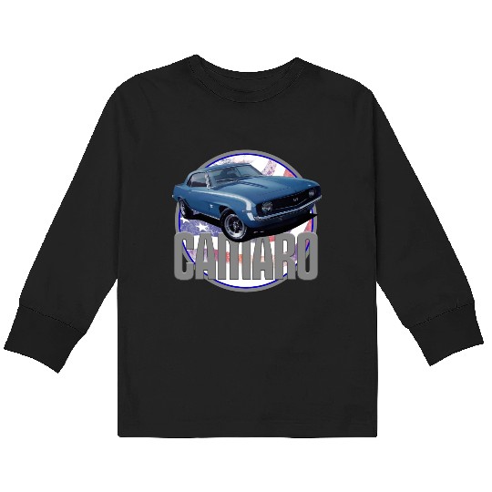 Bold Camaro in Blue Kids Long Sleeve T Shirts
