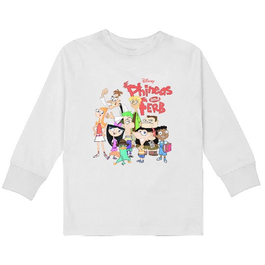 Disney Phineas And Ferb The Group Logo Kids Long Sleeve T-Shirts