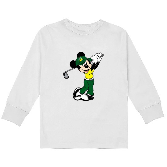 Colors Mickey Golf Kids Long Sleeve T Shirts, Disney Family Matching Kids Long Sleeve T Shirts