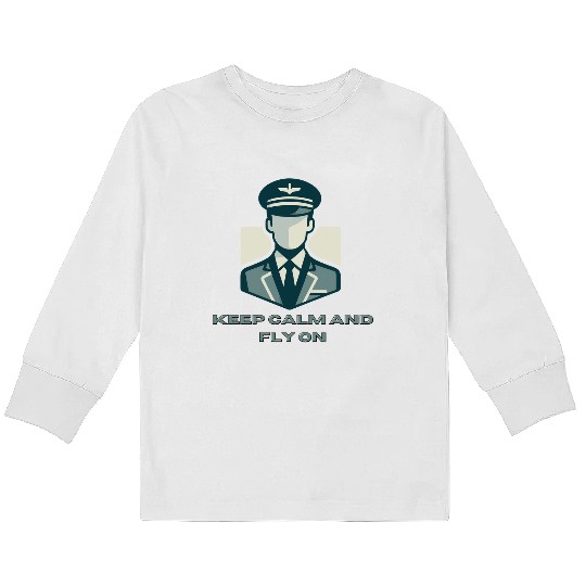Keep Calm And Fly On - Kids Long Sleeve T Shirts for Pilots