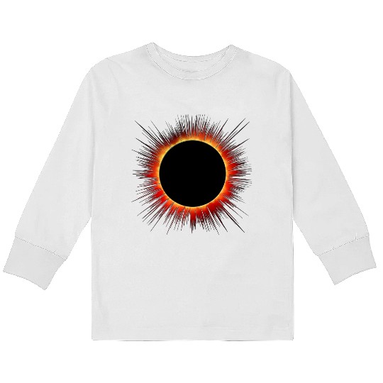 Solar Eclipse Flare Burst Cartoon Kids Long Sleeve T Shirts