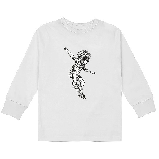 Indian Chief Skateboard Kids Long Sleeve T Shirts