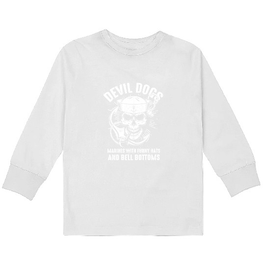 Devil US Navy Corpsman DOC Badass Army Veteran Kids Long Sleeve T Shirts
