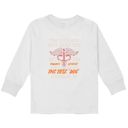 DOC Devil US Navy Corpsman Badass Army Veteran Kids Long Sleeve T Shirts
