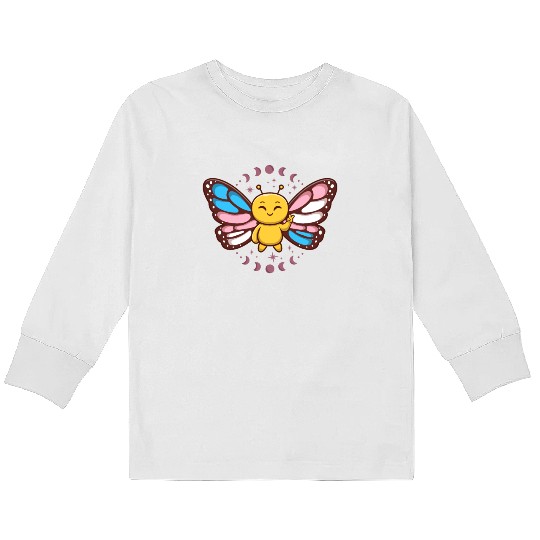 Transgender Monarch Butterfly Trans Subtle Pride Kids Long Sleeve T Shirts