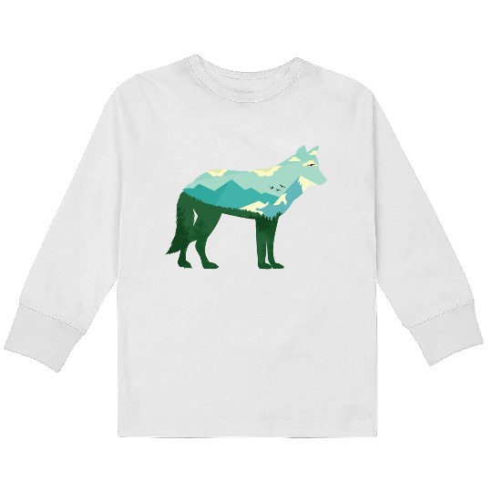 Mountain Wolf Kids Long Sleeve T Shirts