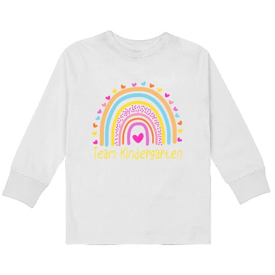Team Kindergarten Teacher Rainbow Kids Long Sleeve T Shirts