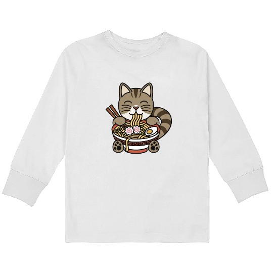 Exotic Shorthair Cat Ramen Noodles Kids Long Sleeve T Shirts