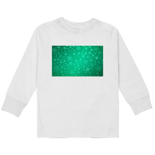 Abstract Green Christmas Winter Pattern Kids Long Sleeve T Shirts