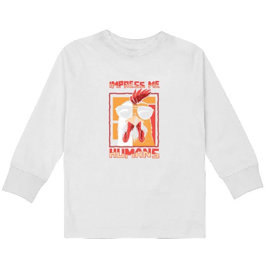 Rooster Cock Sunglasses Kids Long Sleeve T Shirts