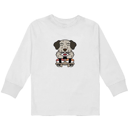 Sushi Lover Irish Wolfhound Kids Long Sleeve T Shirts