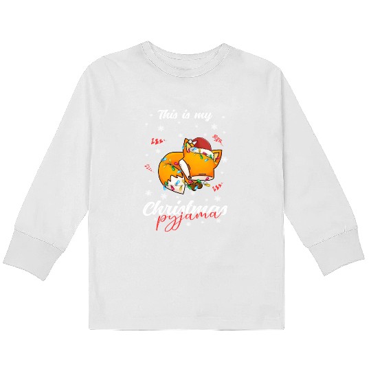 Winter Christmas Pyjama Fox Kids Long Sleeve T Shirts