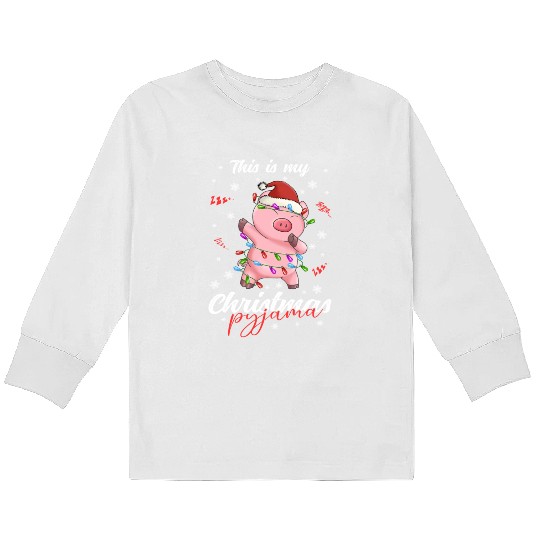 Winter Christmas Pyjama Pig Kids Long Sleeve T Shirts