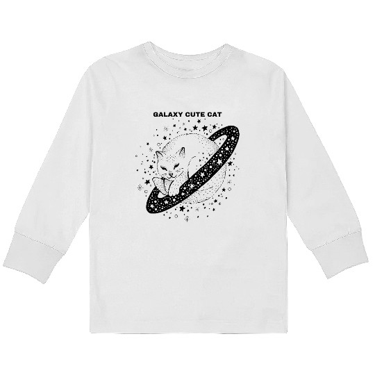 Galaxy Cut Cat Kids Long Sleeve T Shirts