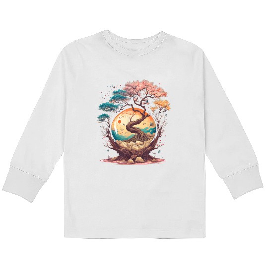 Japanese tree of life cherry blossom flowers Japan Kids Long Sleeve T Shirts