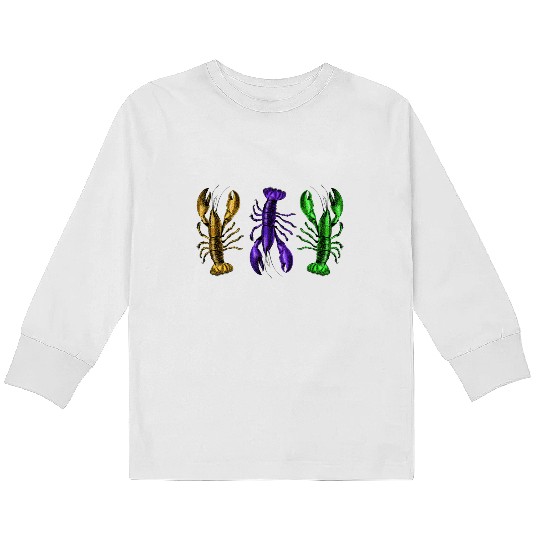 Lobster Mardi Gras Kids Long Sleeve T Shirts
