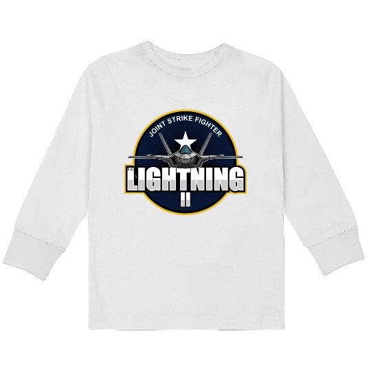 F35 Lightning 2 Patch Small logo red Kids Long Sleeve T Shirts