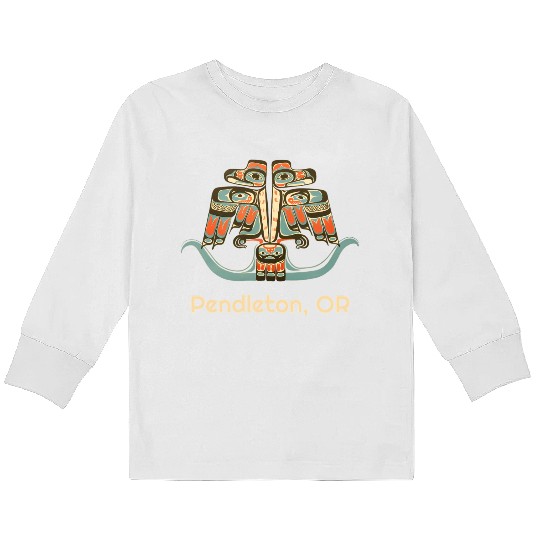 Pendleton Oregon Thunderbird Nw Native American Kids Long Sleeve T Shirts