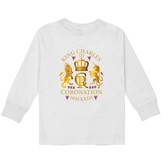 King Charles Iii British Monarch Royal Coronation Kids Long Sleeve T Shirts