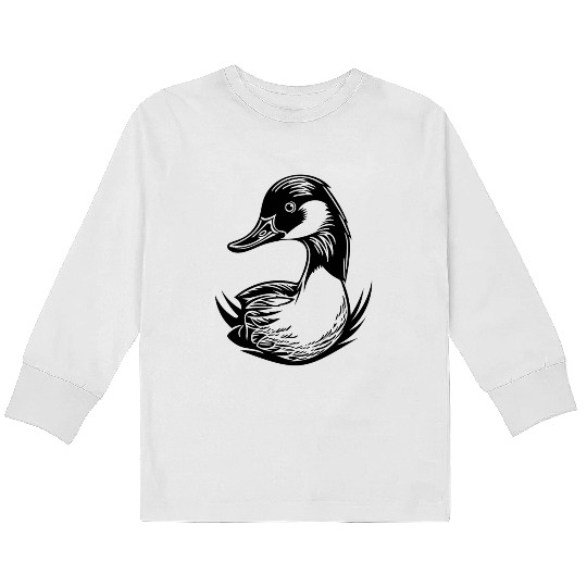 Duck Bird Nature Pond Kids Long Sleeve T Shirts