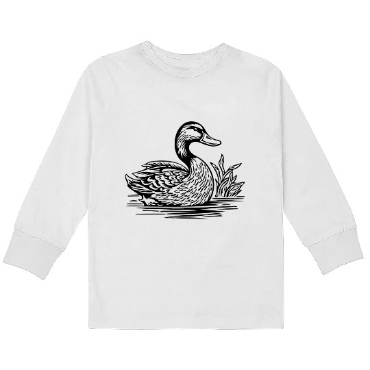 Duck Bird Nature Pond Kids Long Sleeve T Shirts
