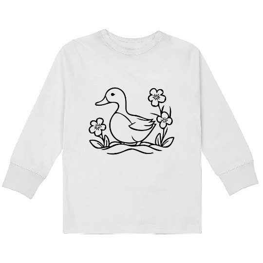 Duck Bird Nature Pond Kids Long Sleeve T Shirts