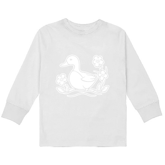 Duck Bird Nature Pond Kids Long Sleeve T Shirts
