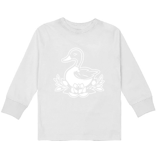 Duck Bird Nature Pond Kids Long Sleeve T Shirts