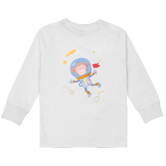 Astronaut Space Monkey Galaxy For Kids Long Sleeve T Shirts