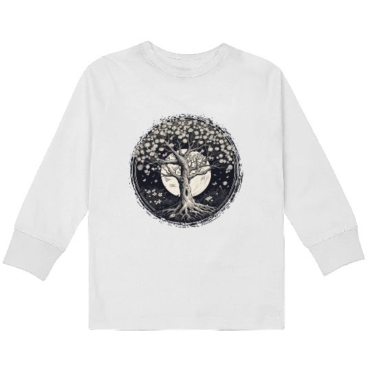 White Tree of Life Kids Long Sleeve T Shirts