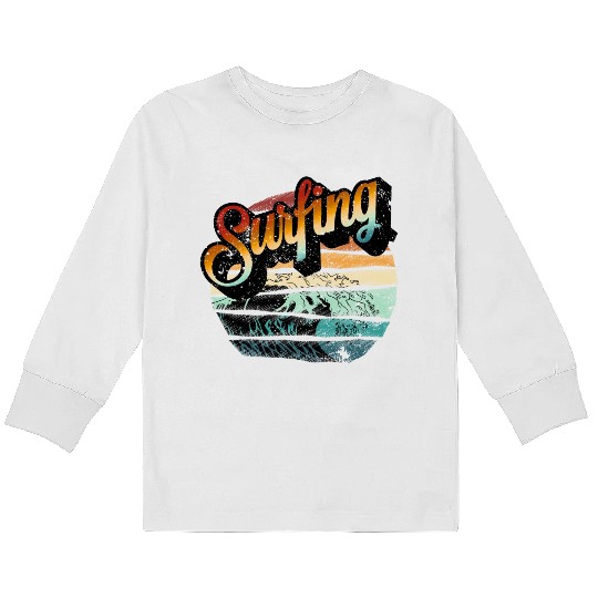 Summer Surfing Kids Long Sleeve T Shirts