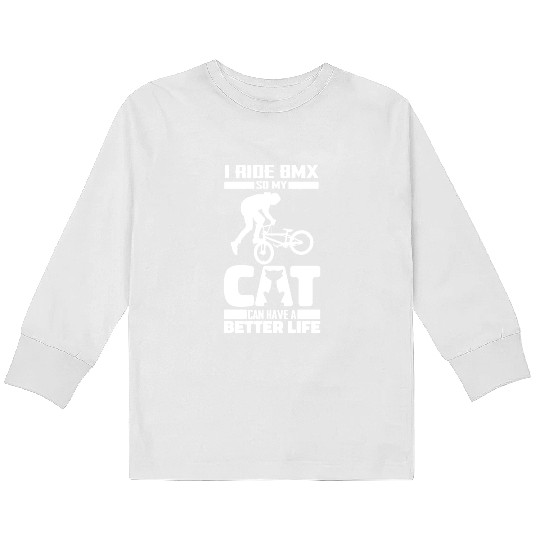 Bmx Cat Kids Long Sleeve T Shirts