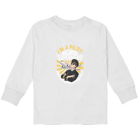Pilot Aviation Airplane Airline Future Pilots Kids Long Sleeve T Shirts