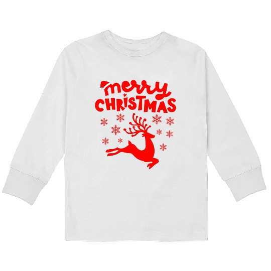 Merry Christmas Reindeer Kids Long Sleeve T Shirts
