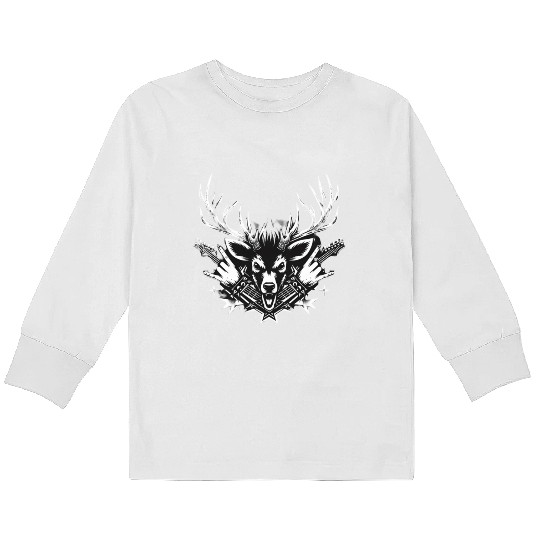 Punk Rock Reindeer Kids Long Sleeve T Shirts