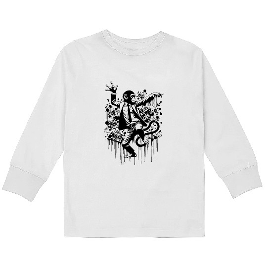 Dancing Monkey | Ape President Kids Long Sleeve T Shirts