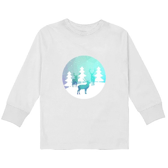 Deer Winter Forrest Kids Long Sleeve T Shirts