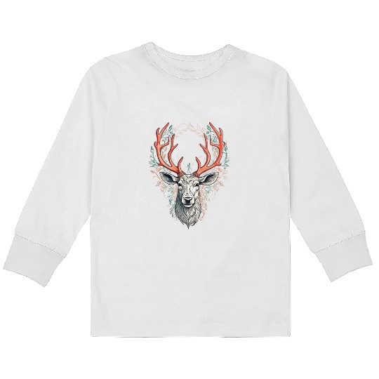 Silent Elegance Reindeer Kids Long Sleeve T Shirts