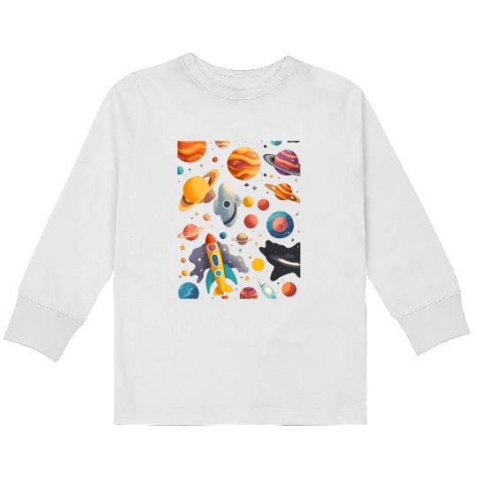 Galactic Elegance: A Celestial Symphony Kids Long Sleeve T Shirts
