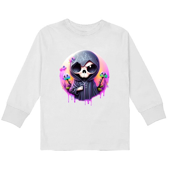 Grim Reaper Kids Long Sleeve T Shirts