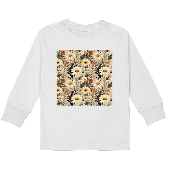 Delicate Wildflowers Pattern Kids Long Sleeve T Shirts