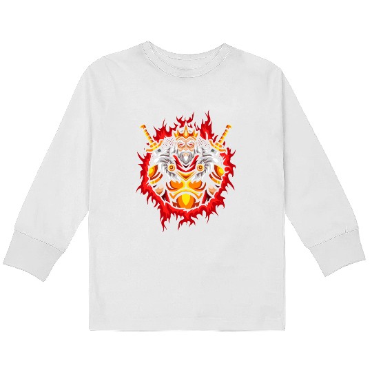 Monarch With Halftone Fire Background Kids Long Sleeve T Shirts