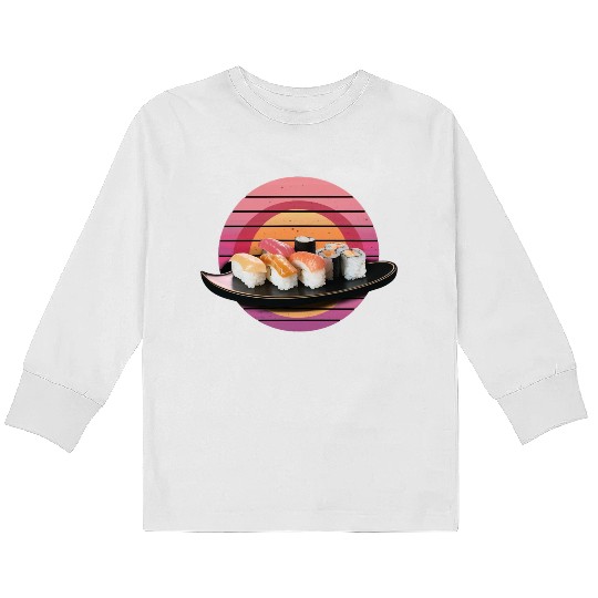 Retro sushi Kids Long Sleeve T Shirts