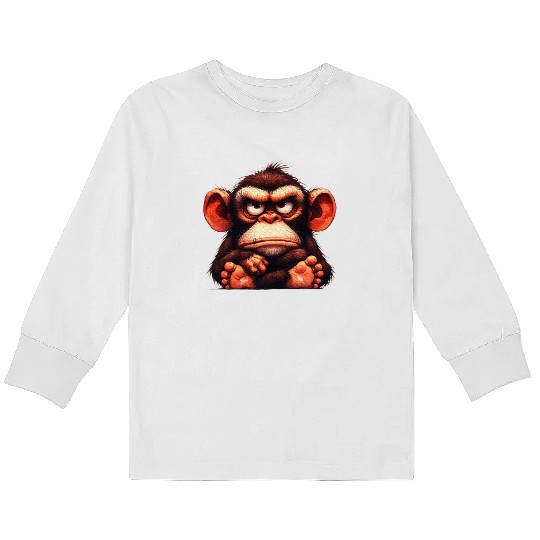 animals grumpy ape monkey Kids Long Sleeve T Shirts