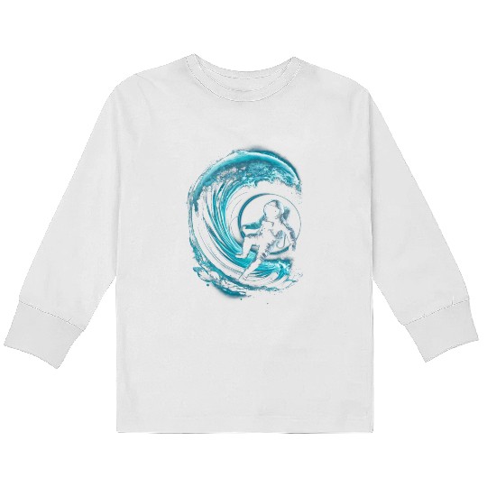 Space Surfing Classic Kids Long Sleeve T Shirts