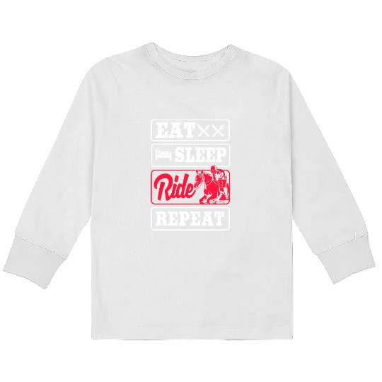 Horse Racing Jockey Eat Sleep Ride Horse Repeat Kids Long Sleeve T Shirts