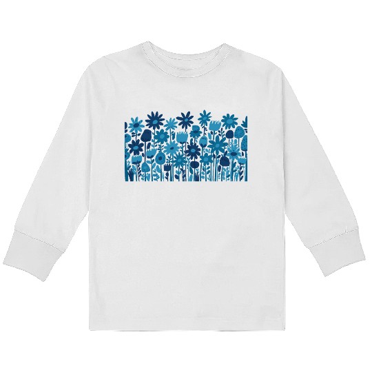 Blue Wildflowers Kids Long Sleeve T Shirts