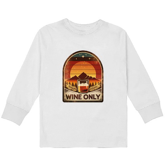 Vintage Whiskey Love Wine Only Sunset Style Kids Long Sleeve T Shirts