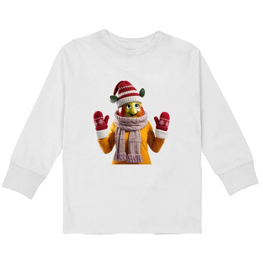 Winter Fruit Character Fun Kids Long Sleeve T Shirts